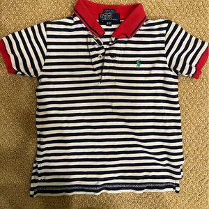 Ralph Lauren Polo- Toddler size 2T navy and white stripe with red collar